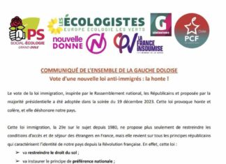 Communiqué de l'ensemble de la gauche doloise