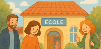 Illustration famille rentrée scolaire 2025