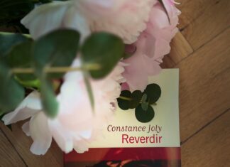 Livre intitulé "Reverdir" de Constance Joly, publié par Flammarion, avec une couverture illustrant une silhouette de dos sur laquelle se projettent des ombres de feuilles.