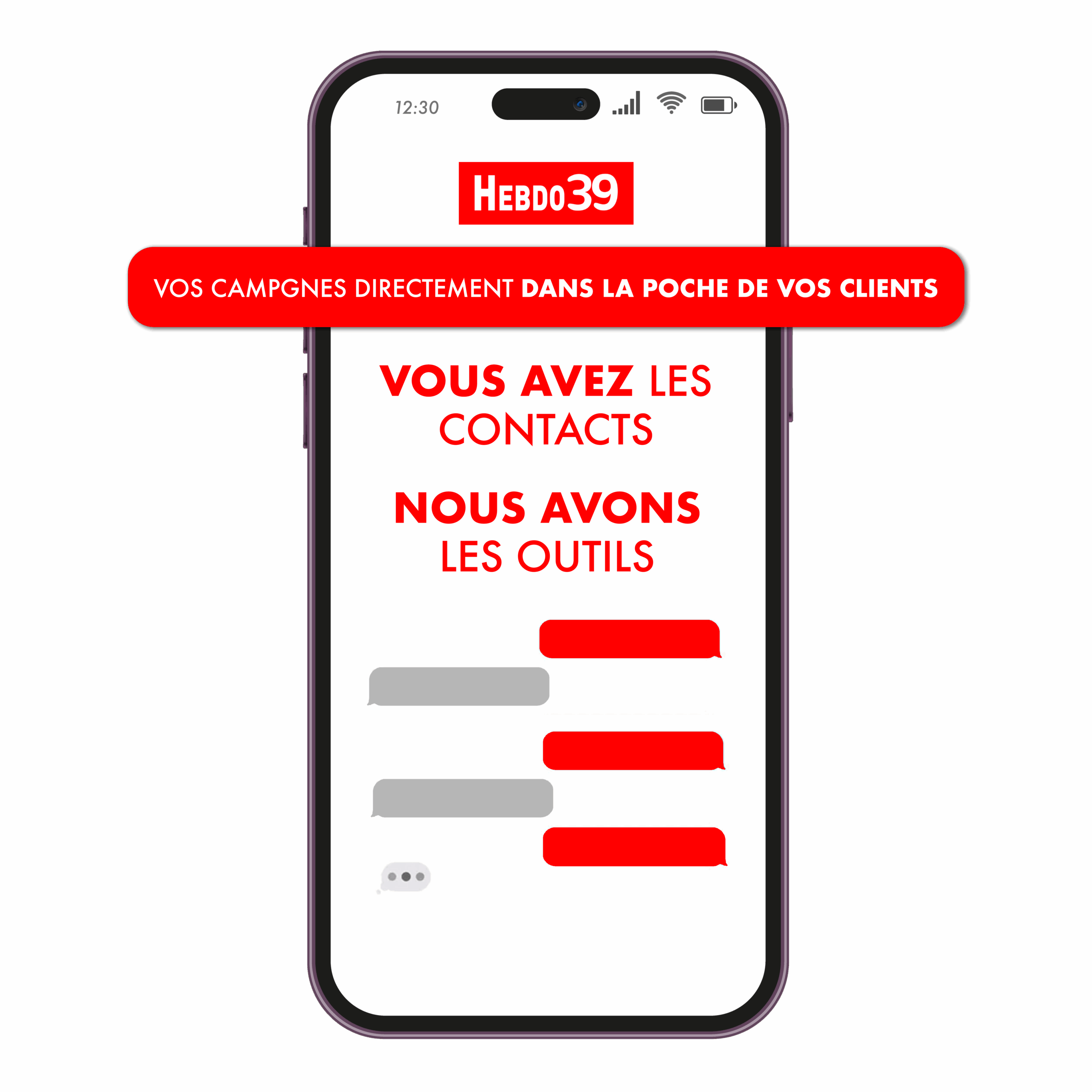 Téléphone Visuel Hebdo39 Campagne SMS + Emailing