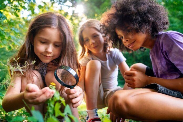 photo illustration enfants qui jouent dans la nature
