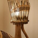 Lampe en vannerie et métal