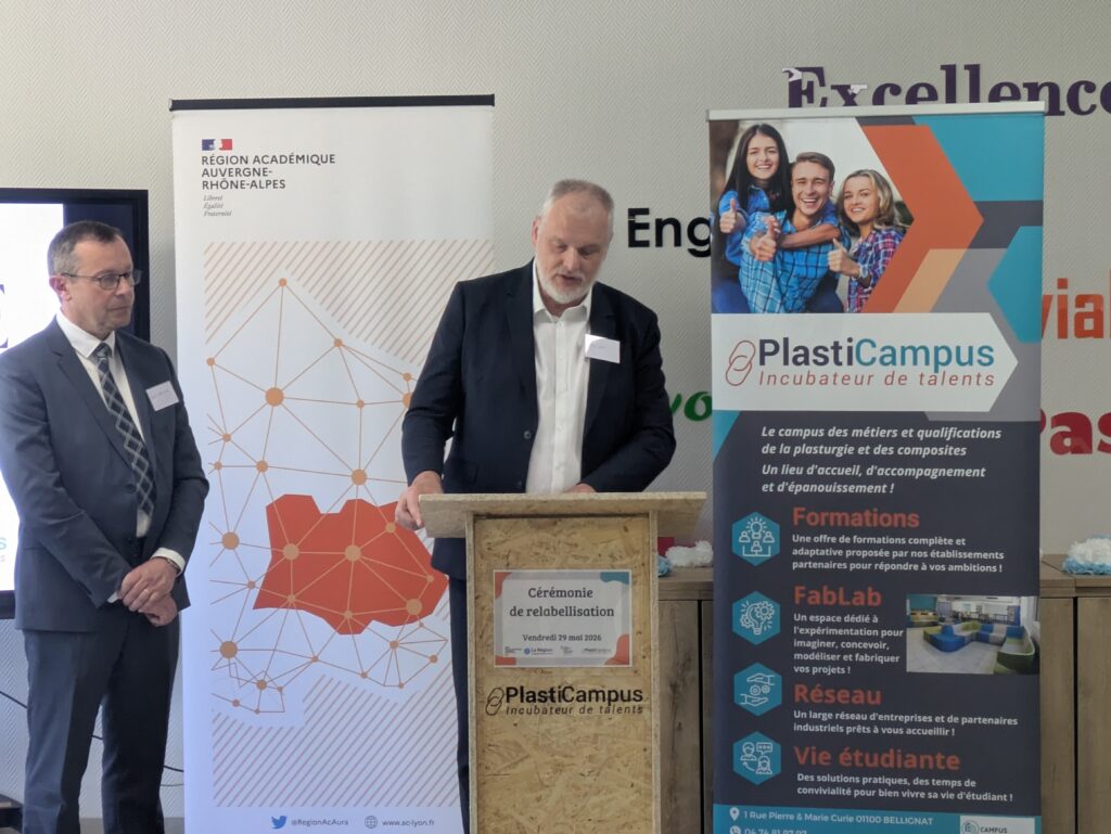 Joël Viry s’exprime lors de la labellisation Plasticampus
