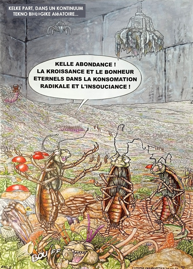 Planche BD, univers sombre avec zombies et blattes