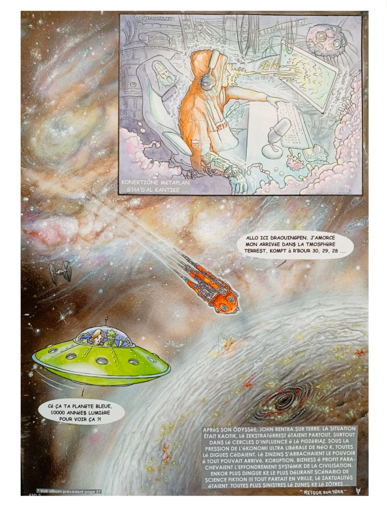 Planche BD de Didier Bailly, scène dystopique dessinée